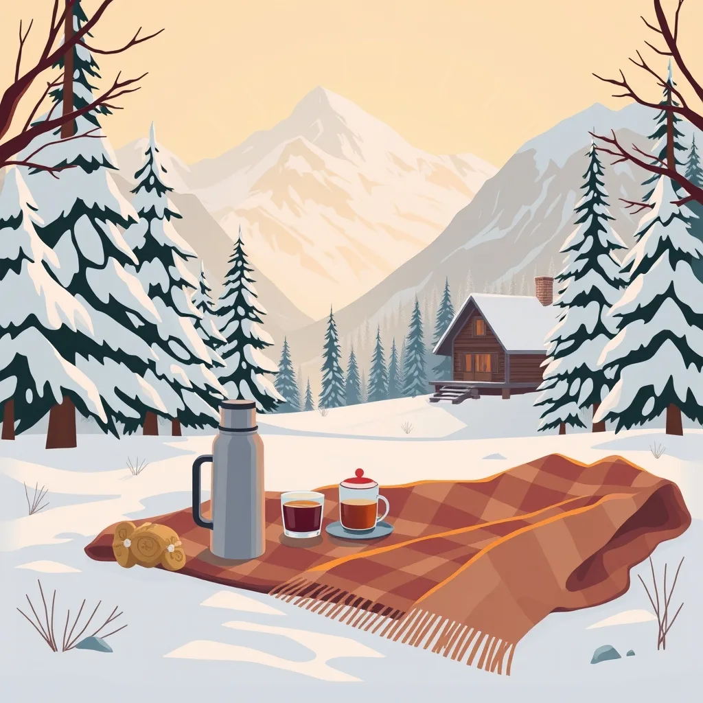 Kış Pikniğinin Zorlukları ve Avantajları illustrator