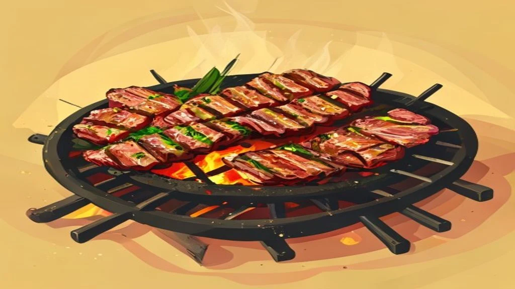 Izgaradaki etler ve közleşmiş kömür