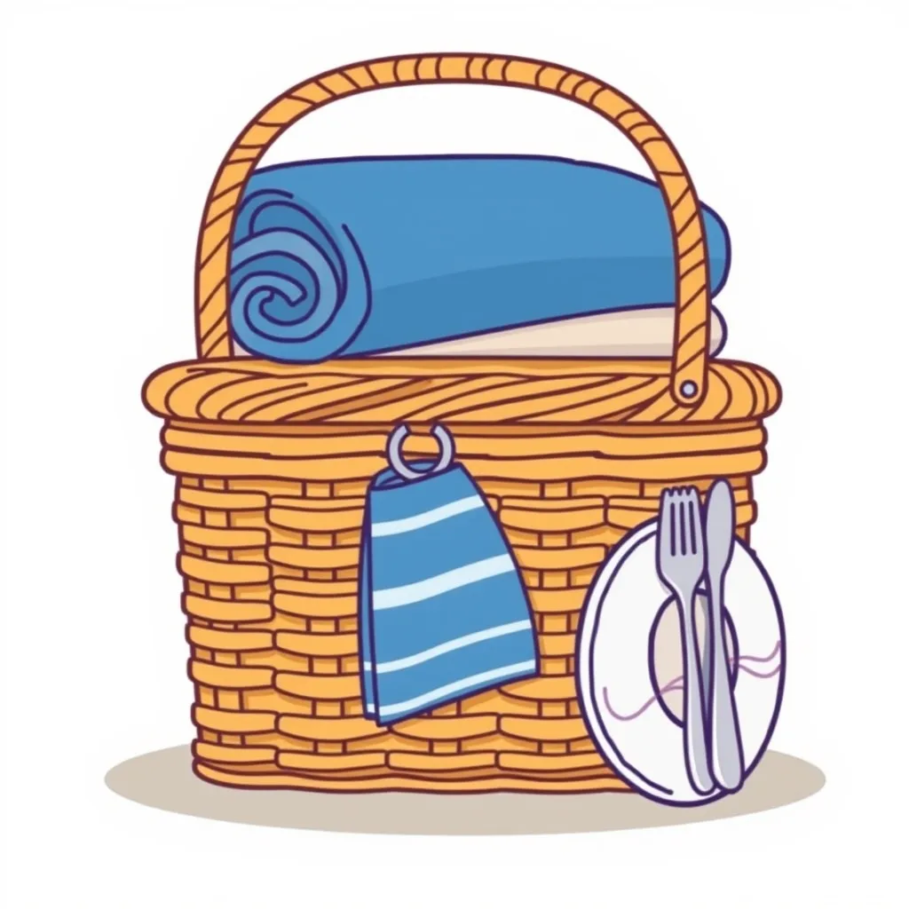 Hazır piknik çantası ve katlanmış battaniye